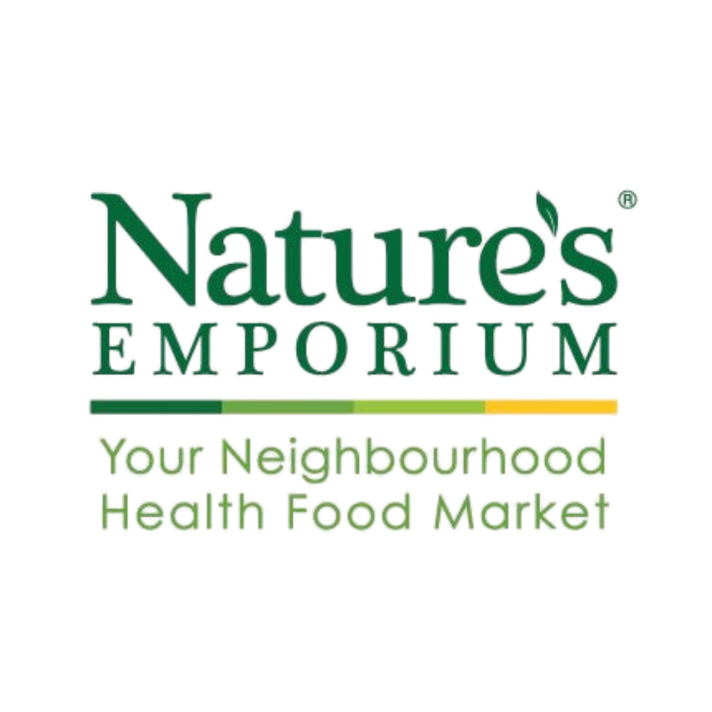 Health food store with 'NATURES EMPORIUM' Your Neighbourhood Health Food Market text.