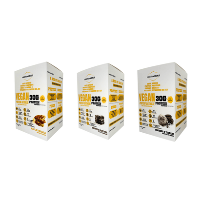 Three boxes of Proatein Mealz of Protein Oatmeal on a white background